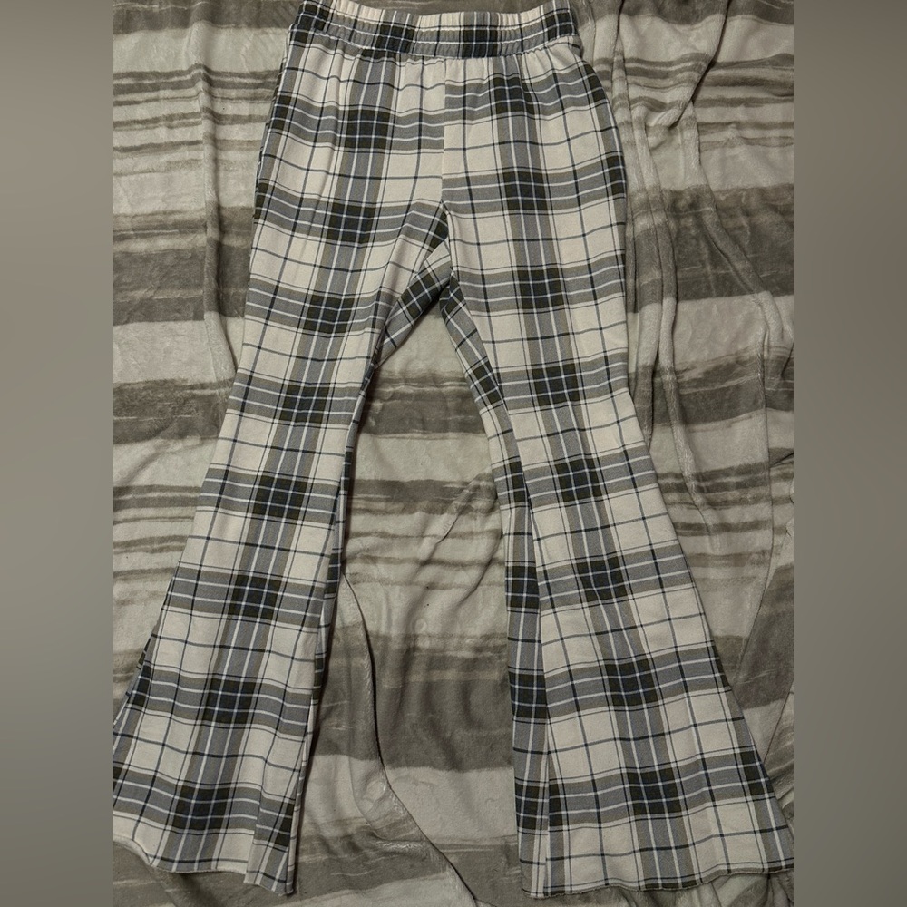 Plaid flare sweatpants